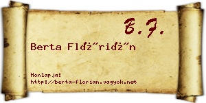 Berta Flórián névjegykártya